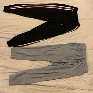 Black and Gray Sweatpants, set of 2 from Amazon. Both size Xs-S Women’s.